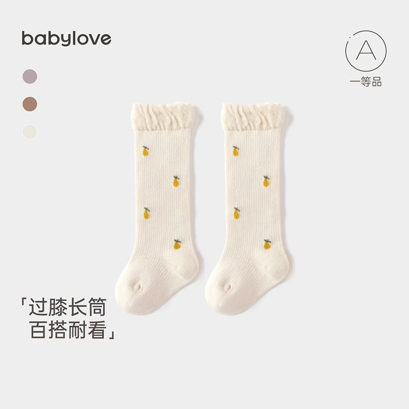 babylove婴儿袜子女宝宝长筒袜春秋新生儿过膝高筒袜百搭外出长袜