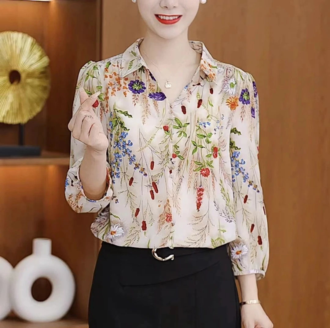 2025秋季新款印花开衫洋气女衬衫时尚减龄女士显瘦女士碎花衬衣