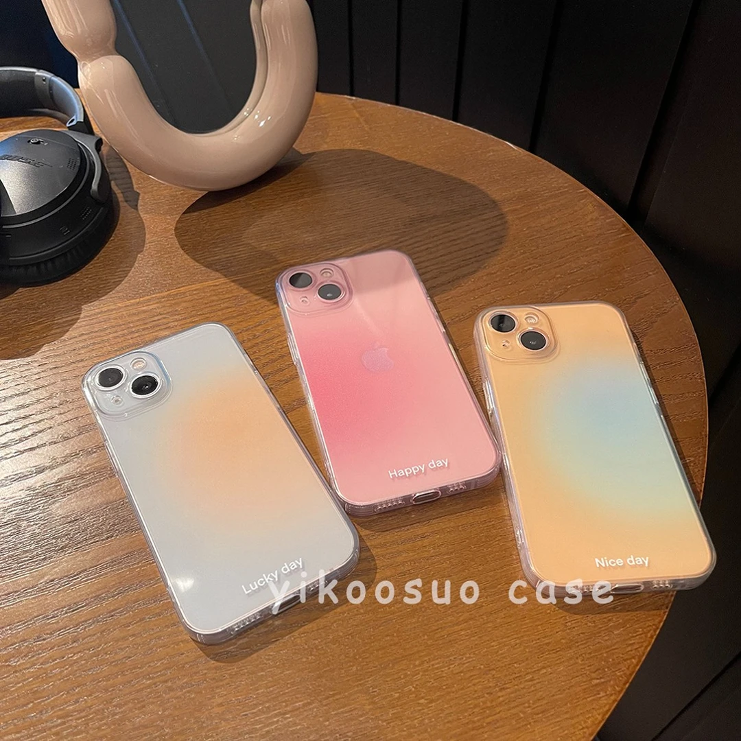 网红渐变晕染苹果13手机壳适用iphone15promax保护12硅胶14简约11