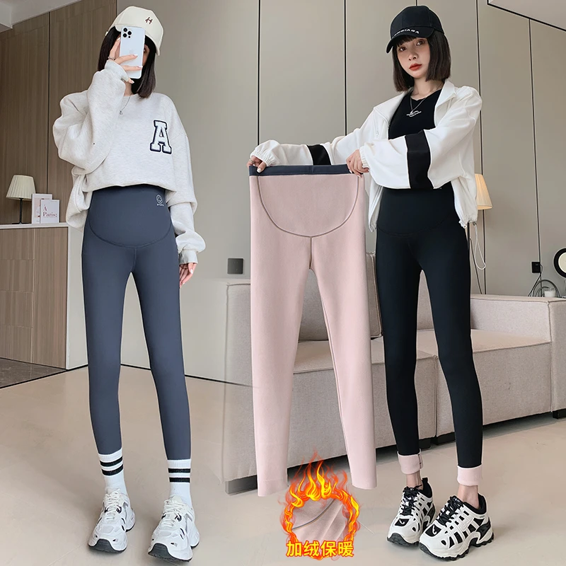 孕妇裤秋冬款打底裤加绒加厚羊羔绒瑜伽裤孕妇鲨鱼裤保暖裤小脚裤