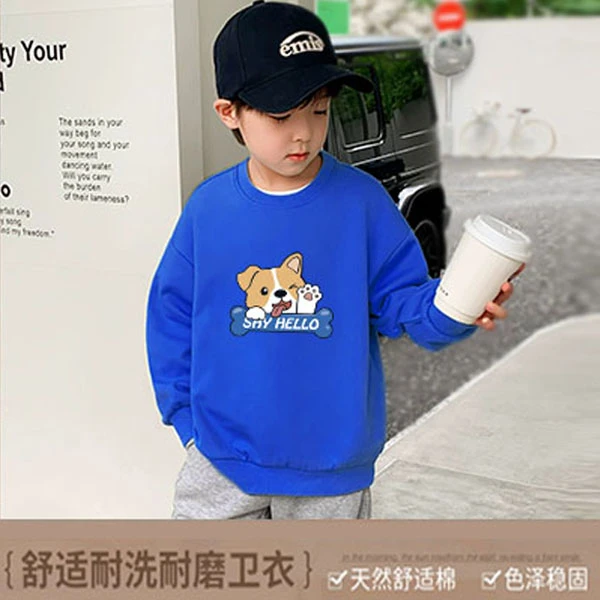 儿童加绒圆领卫衣新款秋冬款宽松卫衣中大童秋装儿童圆领卫衣