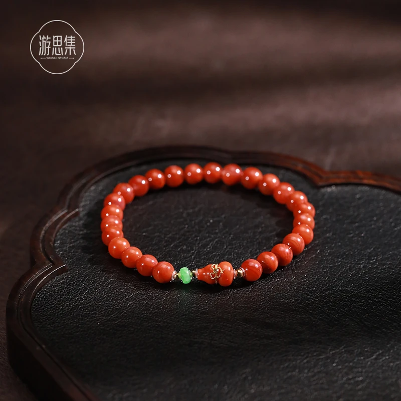 游思集【静鸢手串】天然南红18k金精致时尚高级新年红原创手工制作