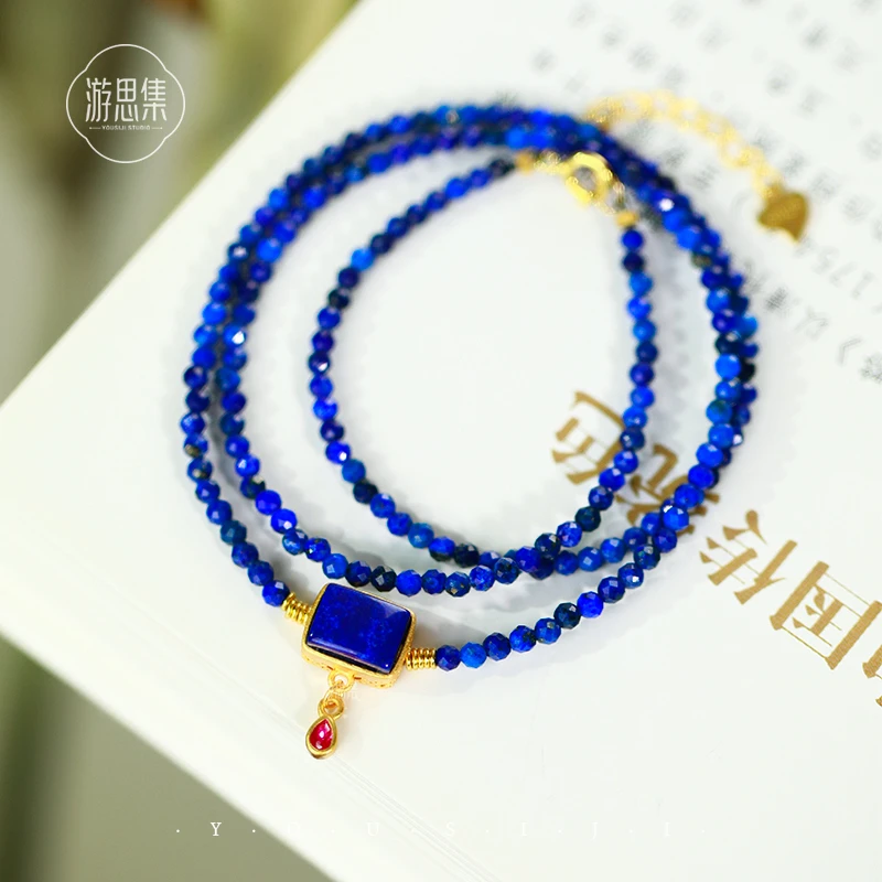 【文韵项链】天然青金石手链时尚知性大气女款复古气质蓝色首饰款