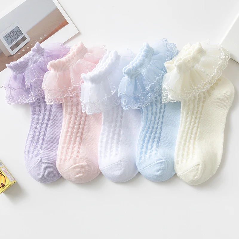 儿童袜子夏季蕾丝花边袜子女孩轻薄洞洞短袜学生镂空洛丽塔公主袜