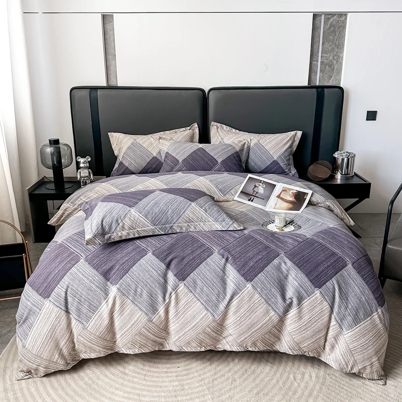 全棉四件套印花加厚磨毛斜纹被套生态磨毛三件套印花纯棉轻奢宿舍
