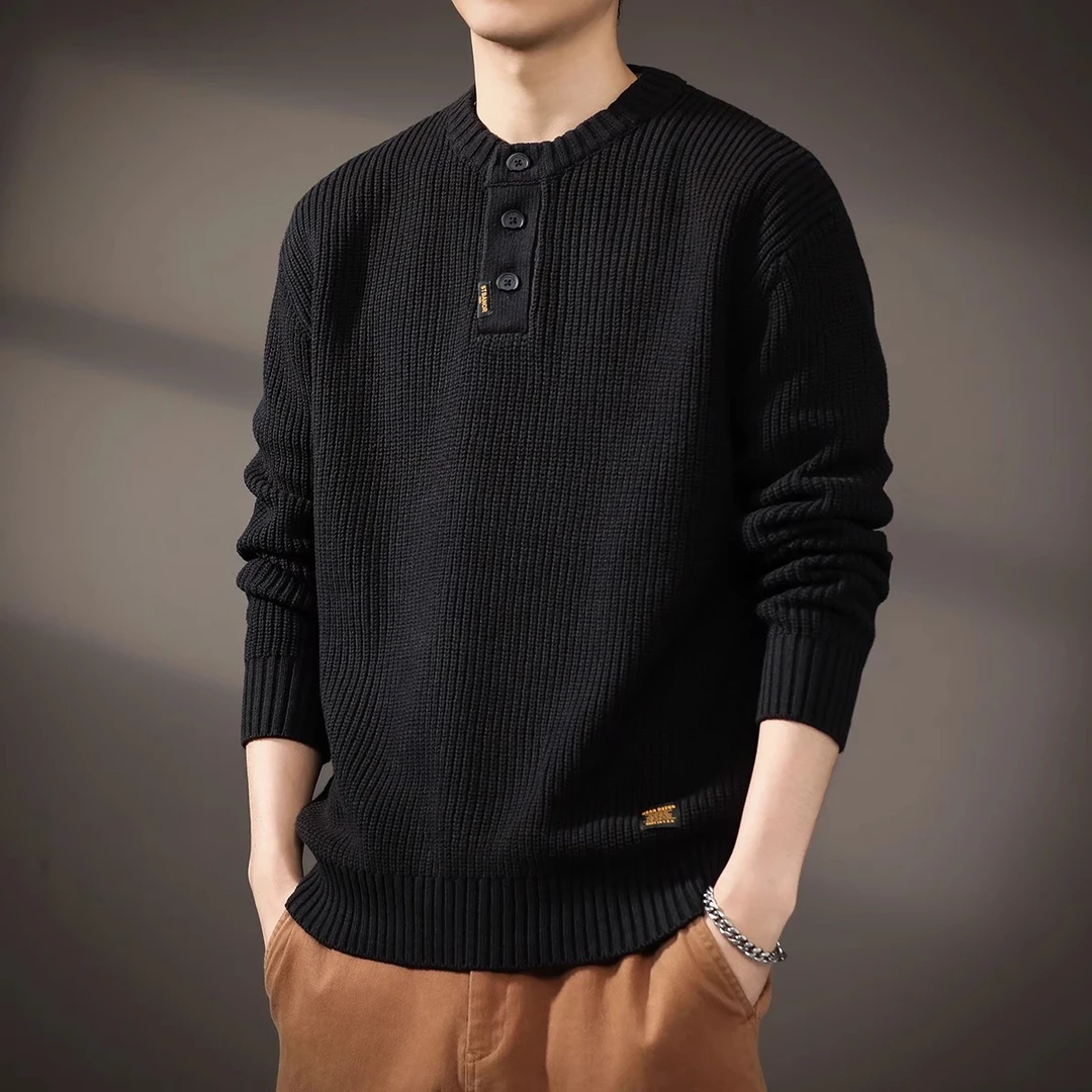 GSCebrodz秋冬新款美式复古男士针织毛衣宽松慵懒风重磅高级感毛