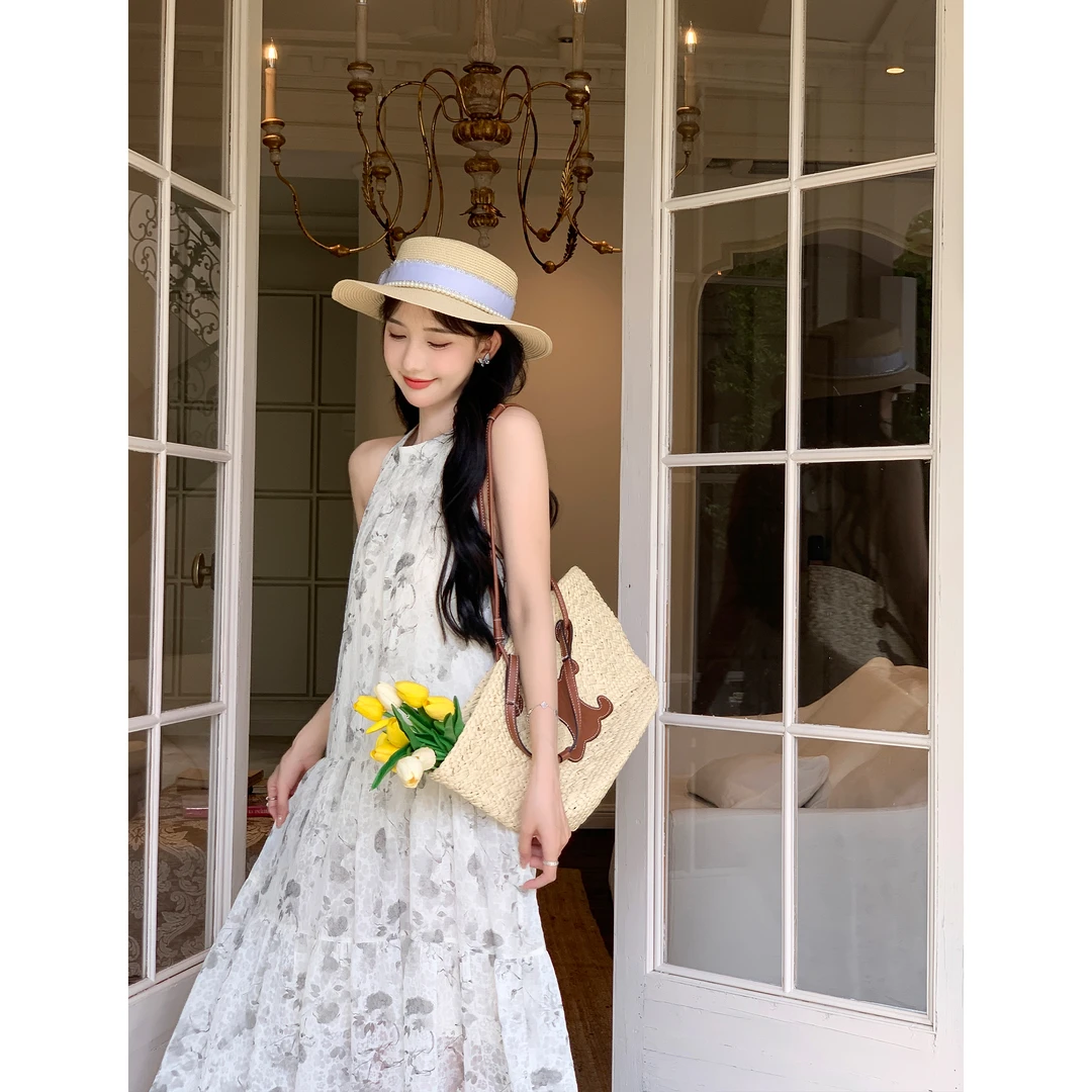 SHAOE清仓专场【尔清】女夏季新品印花圆领宽松气质新中式连衣裙