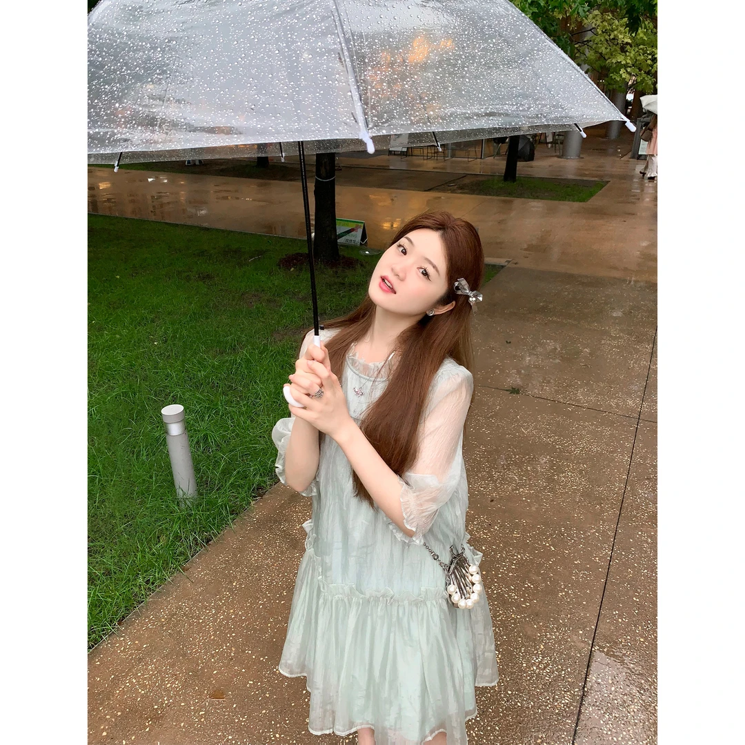 凯哥福利【听海】简约圆领荷叶边舒适连衣裙JLYQL2102