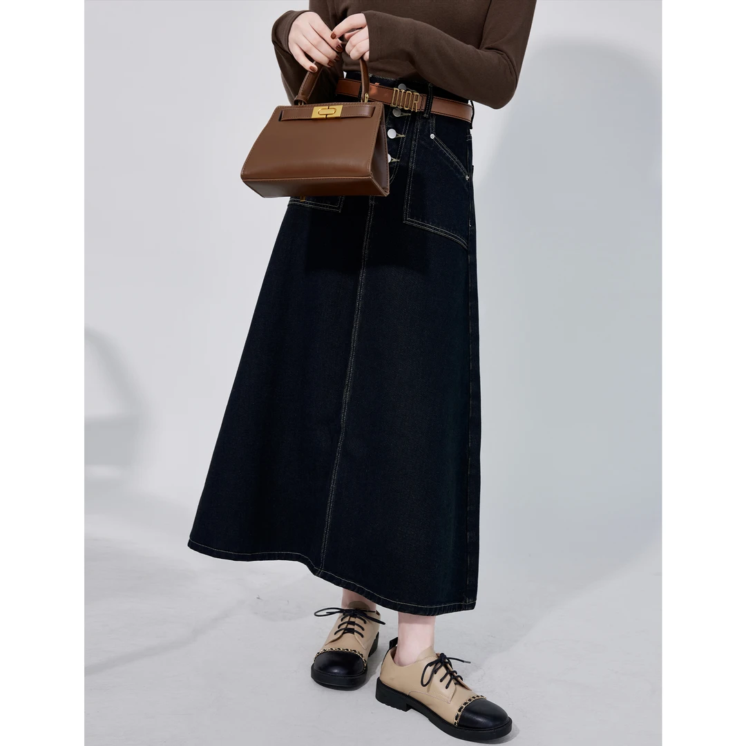 SHAOE清仓专场【早班车】黑色牛仔半身裙高腰百搭S2023091607