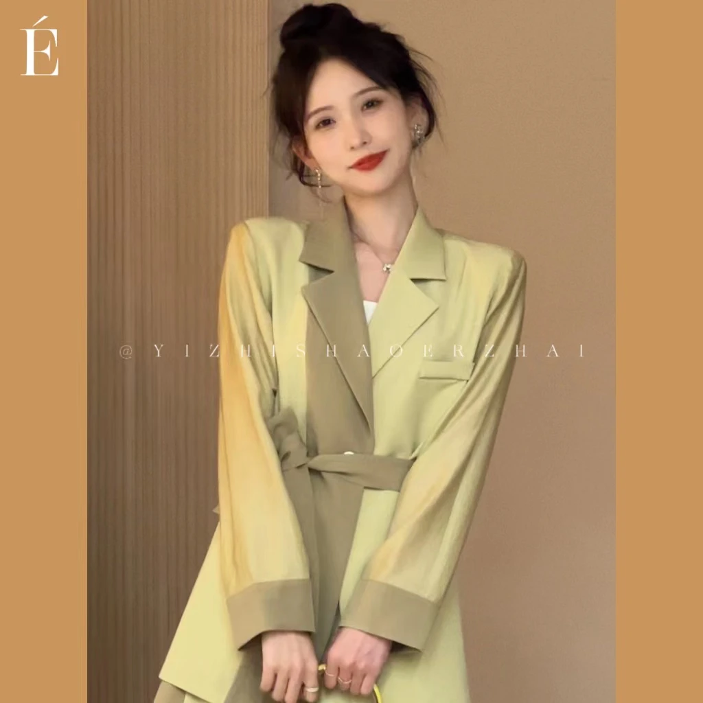 SHAOE清仓专场【清风细雨】西装撞色遮肉显瘦上衣裤子S2023020303