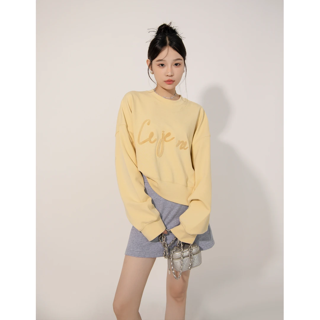 凯哥福利【芝士蛋奶】秋圆领长袖卫衣宽松字母上衣J2023081601