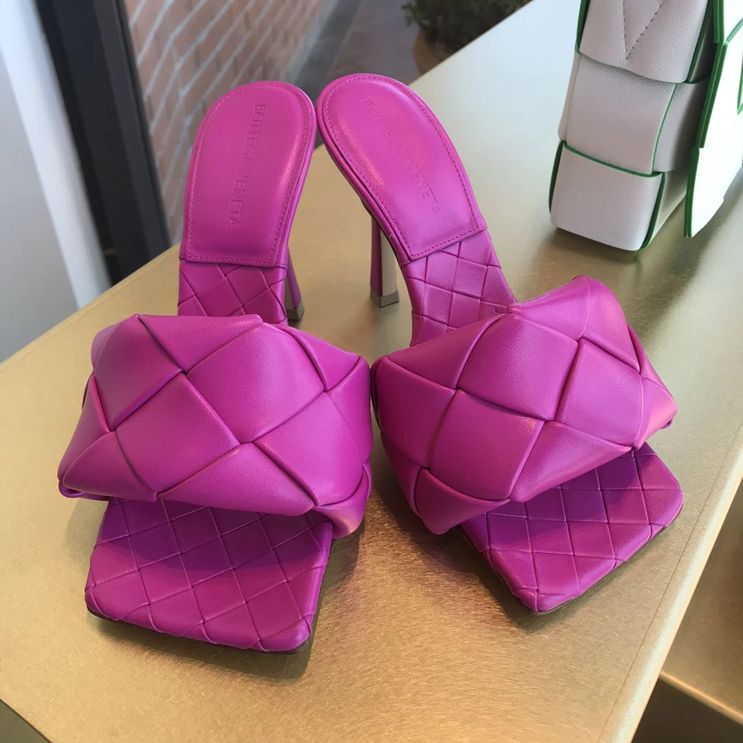 全新未使用 BOTTEGA VENETA/葆蝶家 /编织高跟拖鞋