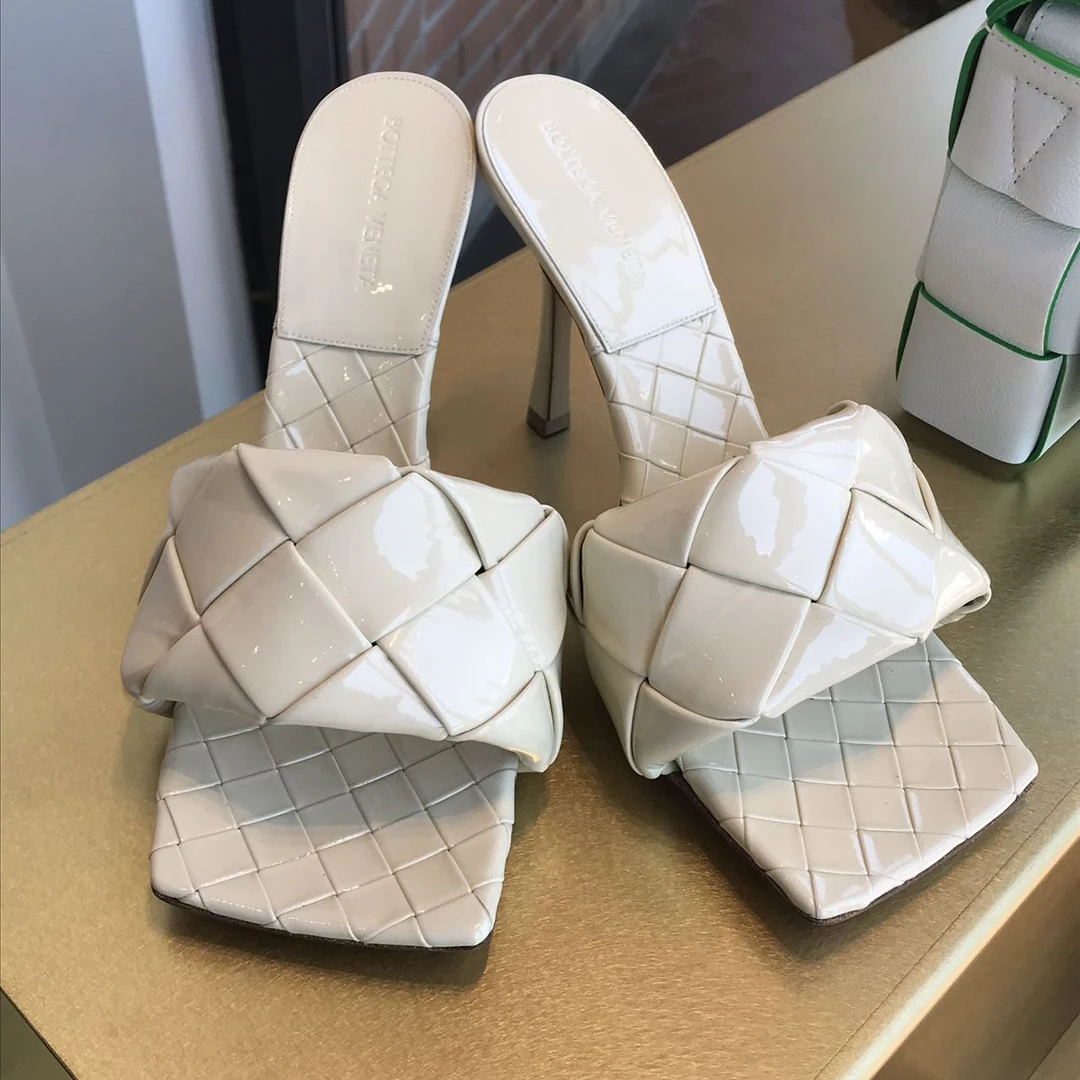 全新未使用 BOTTEGA VENETA/葆蝶家 /编织高跟拖鞋