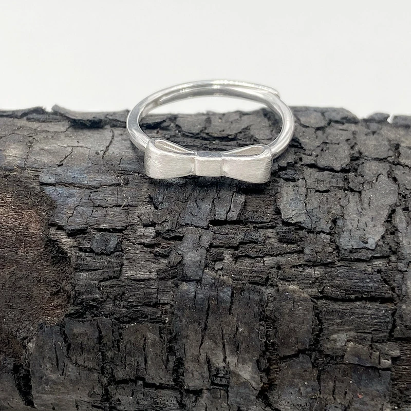 谢家银匠 足银戒指 纯银蝴蝶结戒指 足银开口可调节女式闺蜜戒指