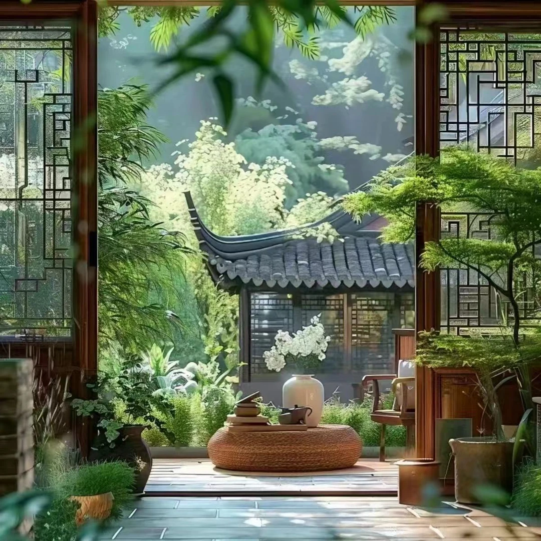 主播背景墙挂布背景布3D立体拍照道具中国风山水画背景布古风风景