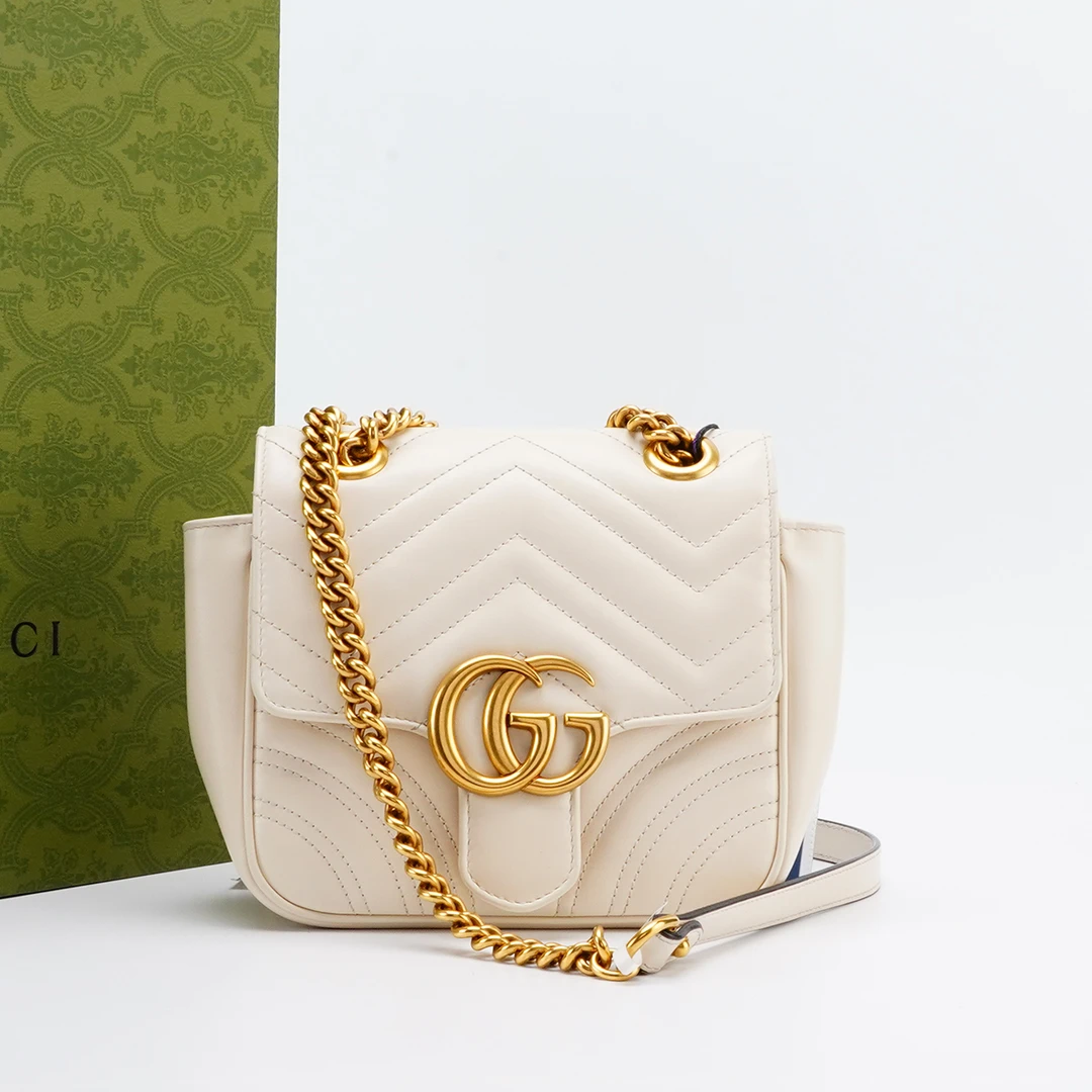 95新 GUCCI/古驰 【一口价】Marmont  V纹小方包mini/BGH003700004