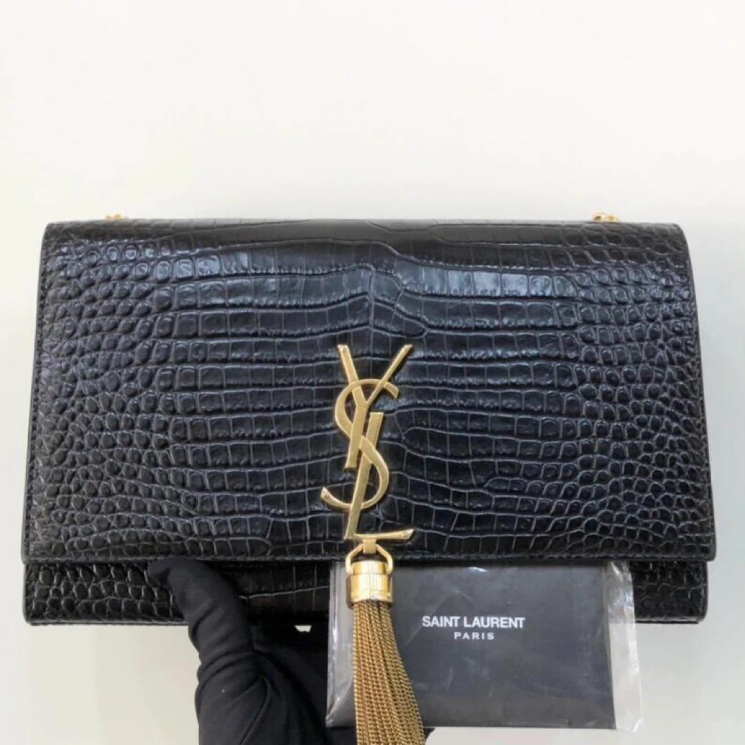 95新 YSL/圣罗兰 Rose/YSL圣罗兰流苏包鳄鱼压纹