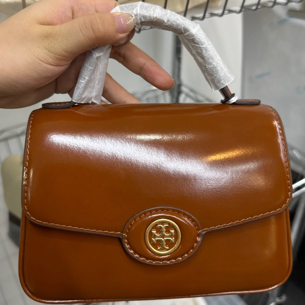 99新 TORY BURCH/汤丽柏琦 Robinson巧克力棕手提斜挎包/TS017805