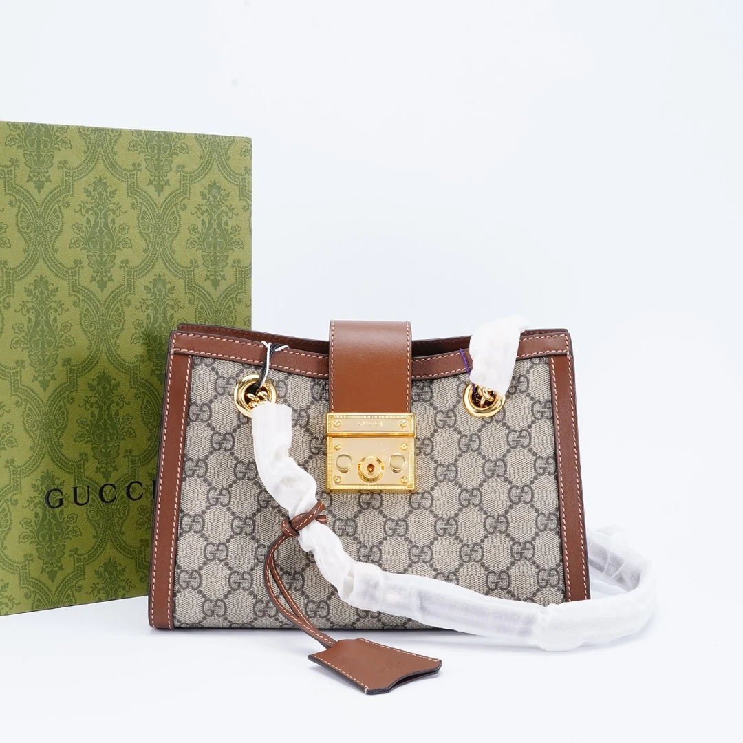 99新 GUCCI/古驰  98新【桔夕静文】padlock链条包小号/TS014032