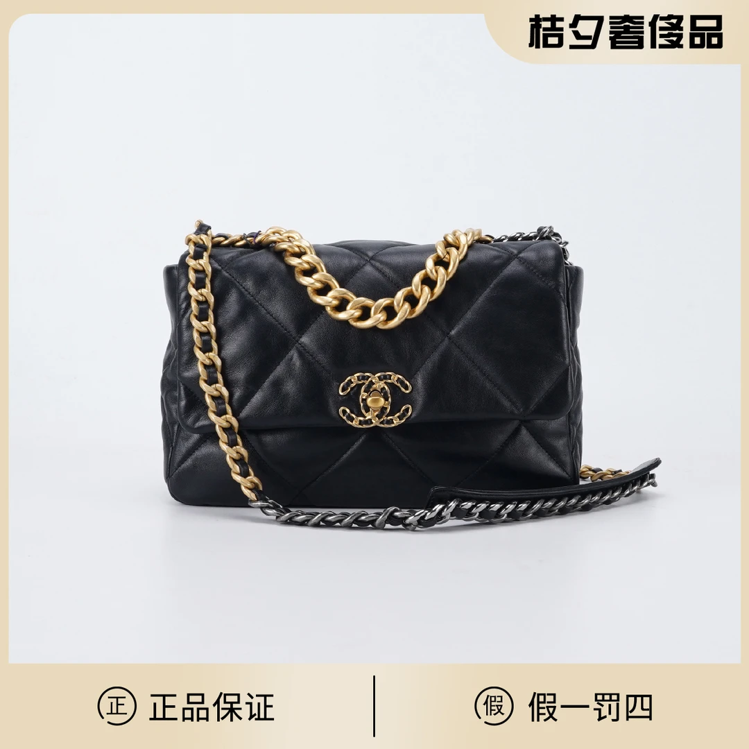 95新 Chanel/香奈儿 19bag中号黑金/TS020754
