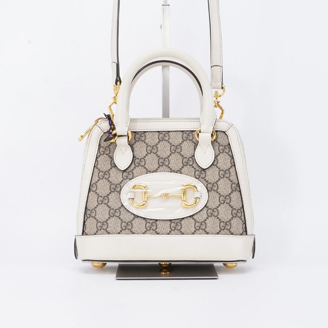 95新 GUCCI/古驰 1955贝壳包mini白老花/BG22007464