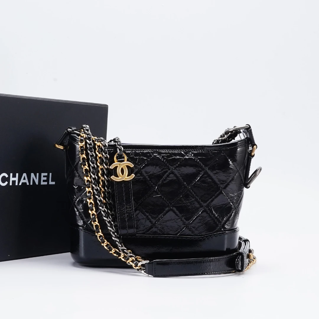 95新 Chanel/香奈儿 流浪包小号黑色/BG22011474