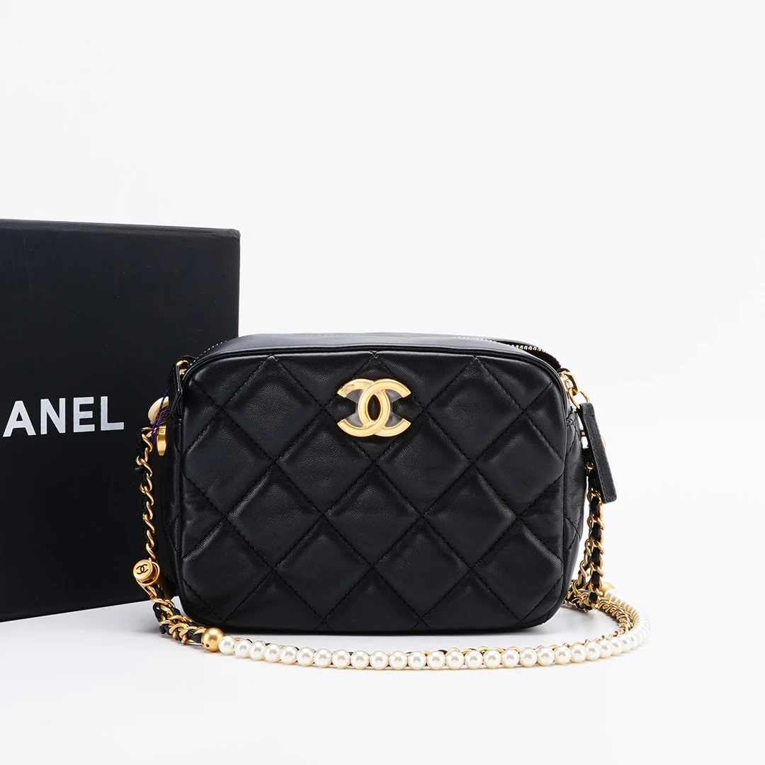 99新 Chanel/香奈儿 22K子弹调节扣相机包双链条/BG23002670