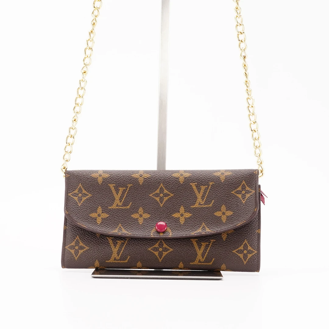 95新 LouisVuitton/路易威登 玫红豆豆钱包长款/BG22000049
