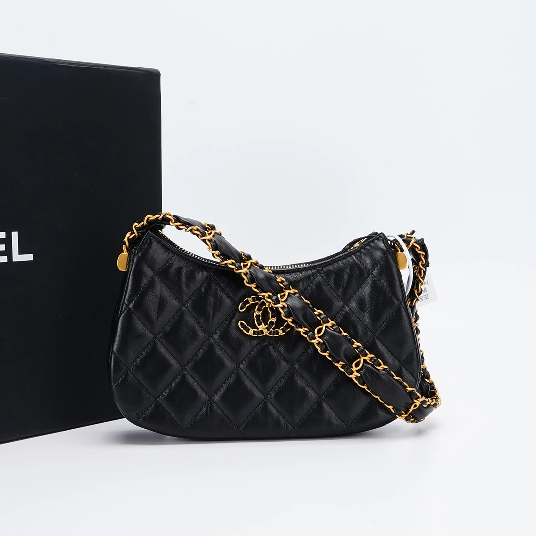 全新未使用 Chanel/香奈儿 23k hobo黑金小号单肩包/BGK304370001