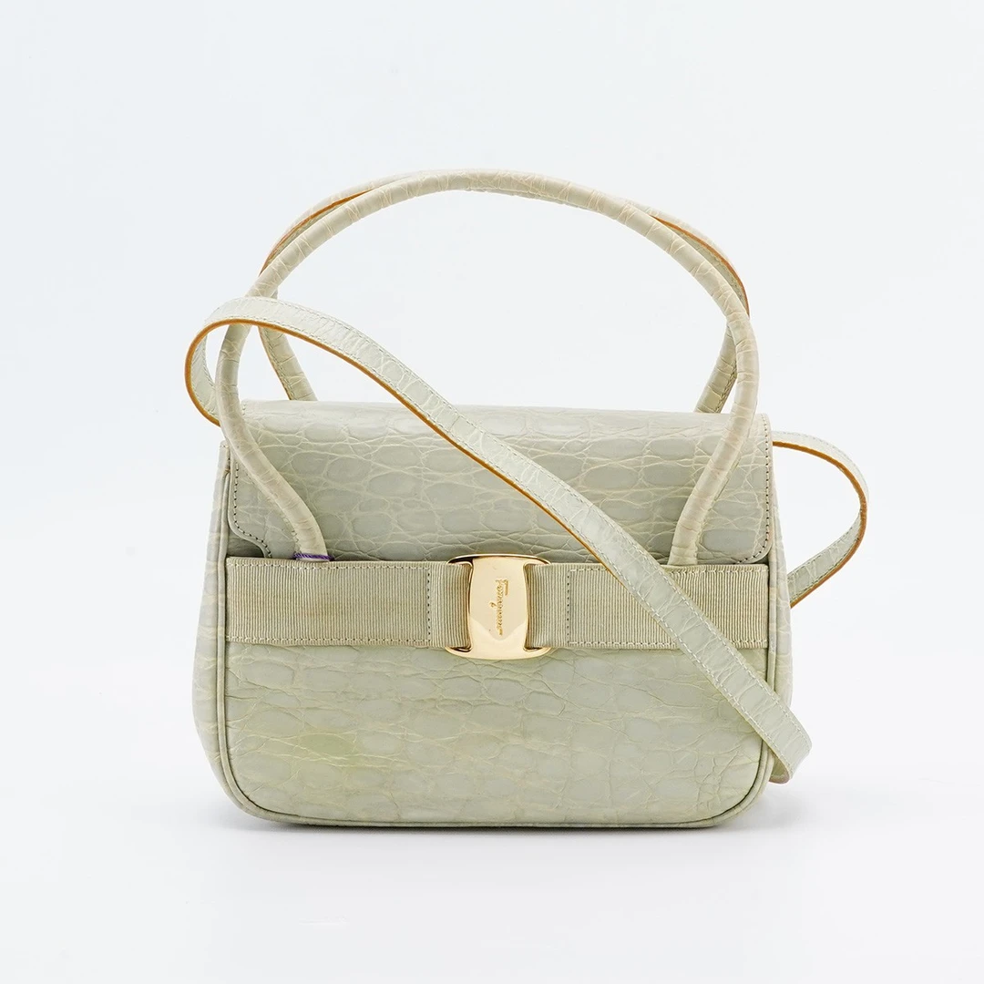 95新 FERRAGAMO/菲拉格慕 【一口价】中古手提包鳄鱼纹/BG23005479