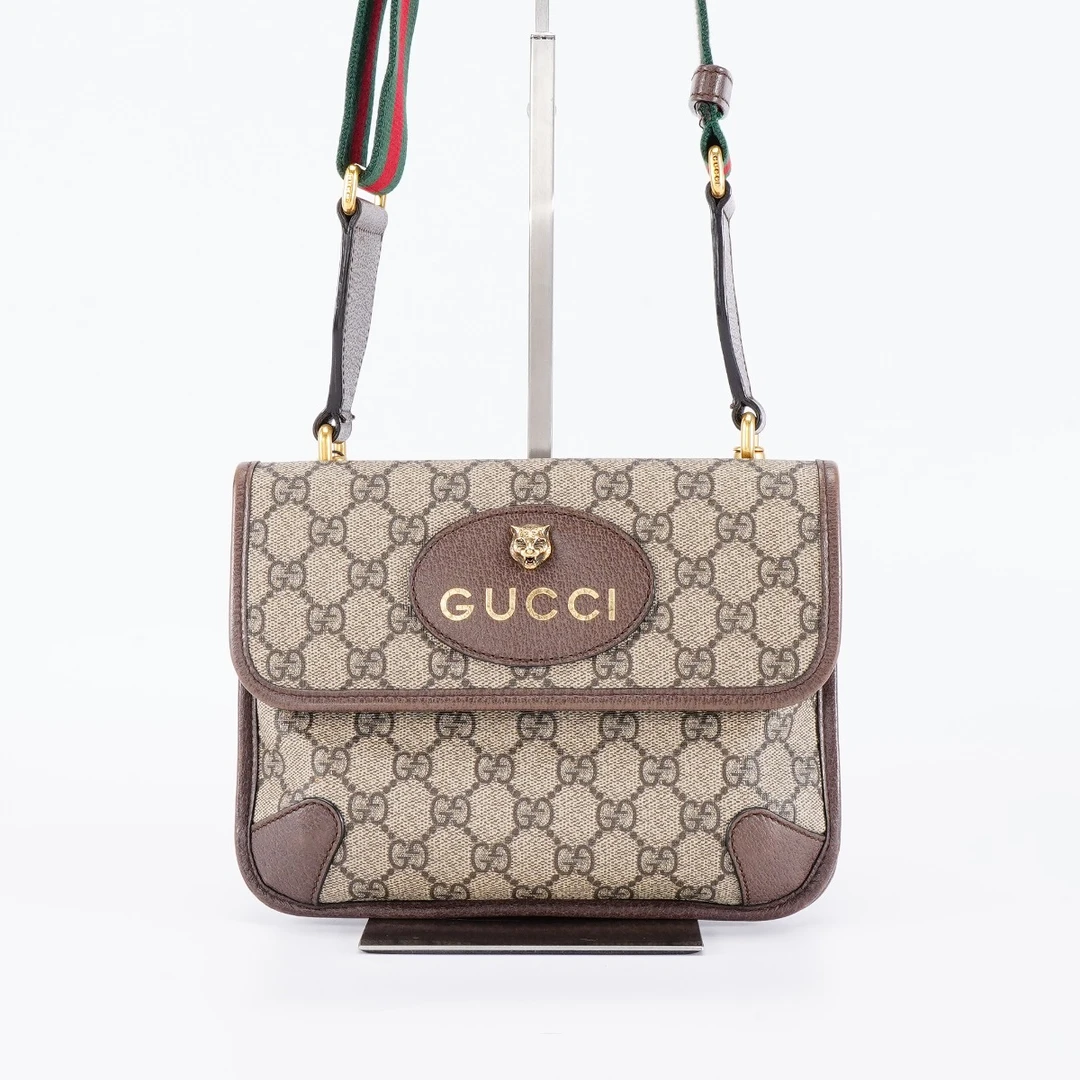 95新  GUCCI/古驰双面虎头小号包老花/BG22006638