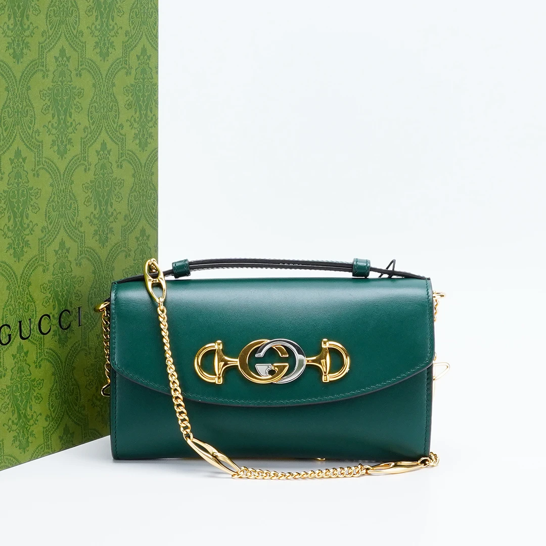 95新 GUCCI/古驰  zumi链条包小号绿色/BG23007632