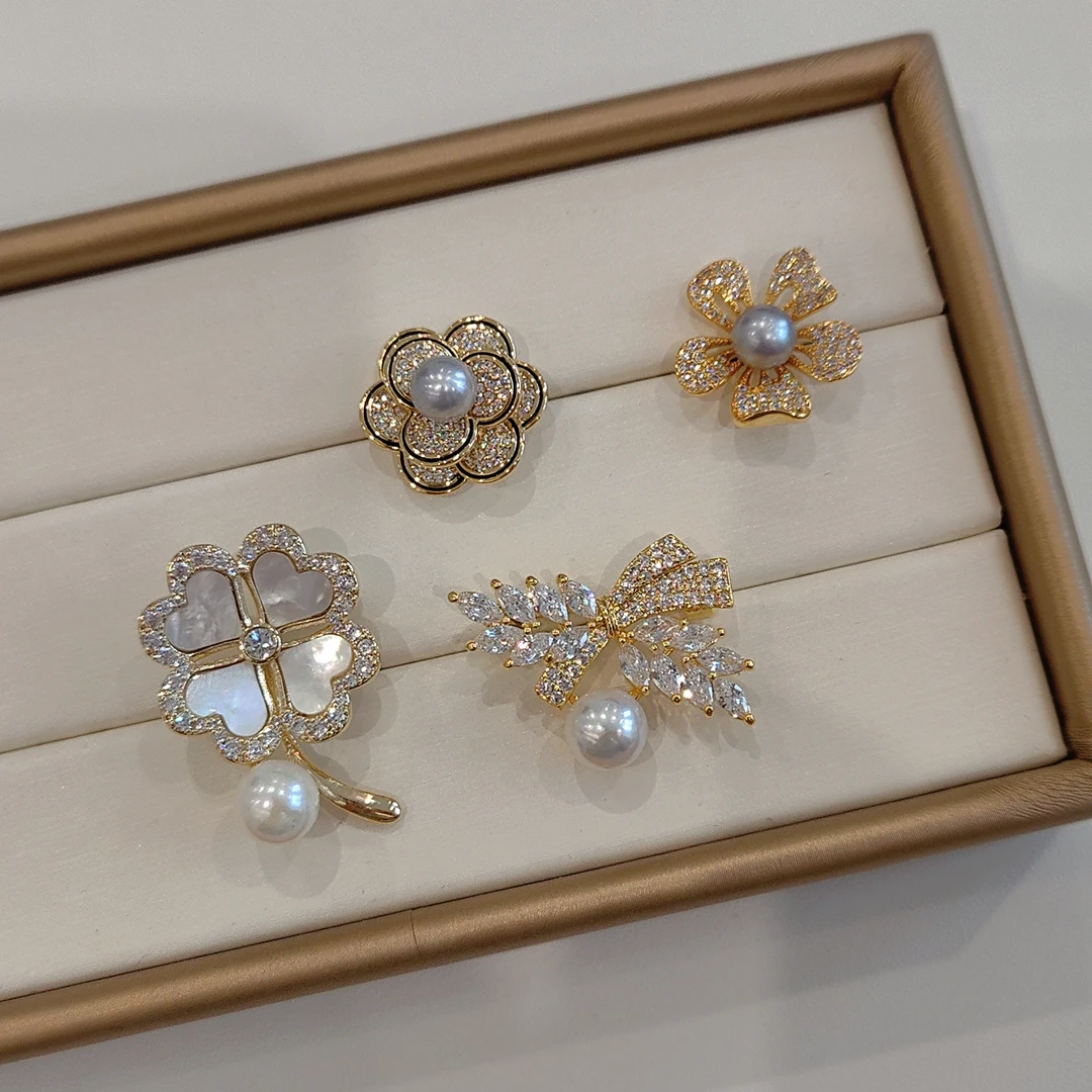 【悦陌珍珠】海水akoya胸针6-7mm气质轻奢时尚百搭