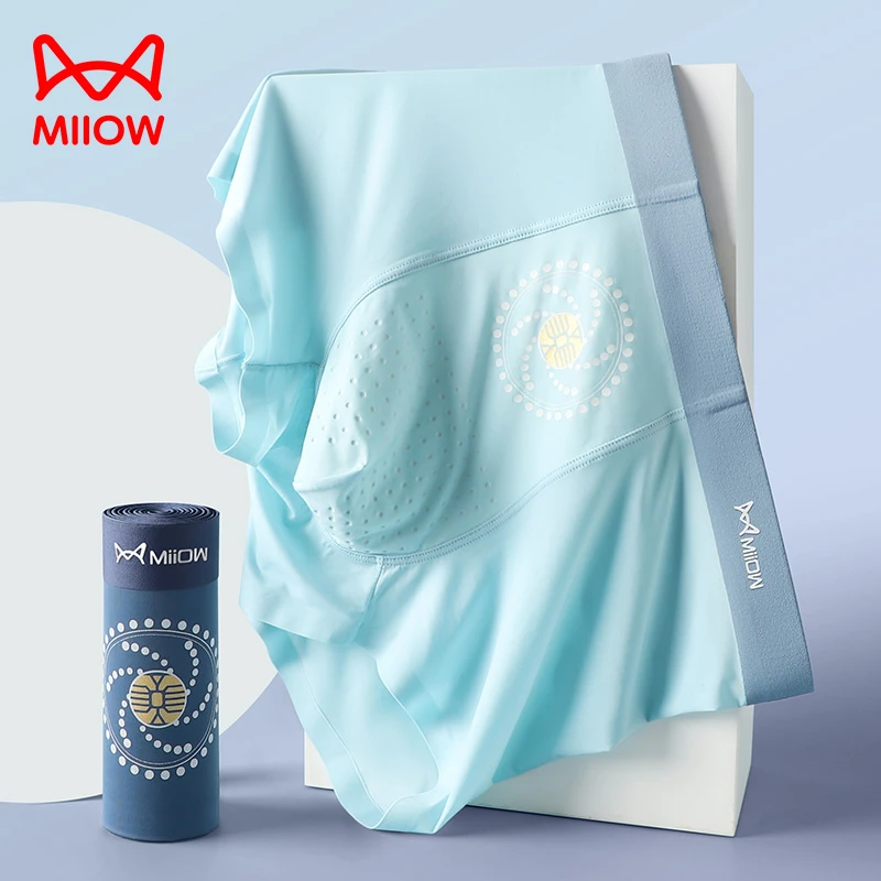 猫人男士内裤夏季男款冰丝透气无痕平角裤学生运动四角裤青少年