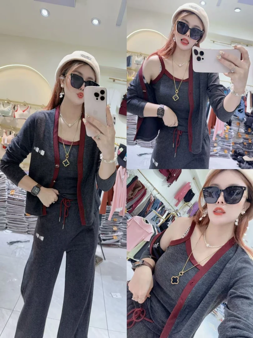 新款刺绣洋气显瘦时尚休闲三件套463