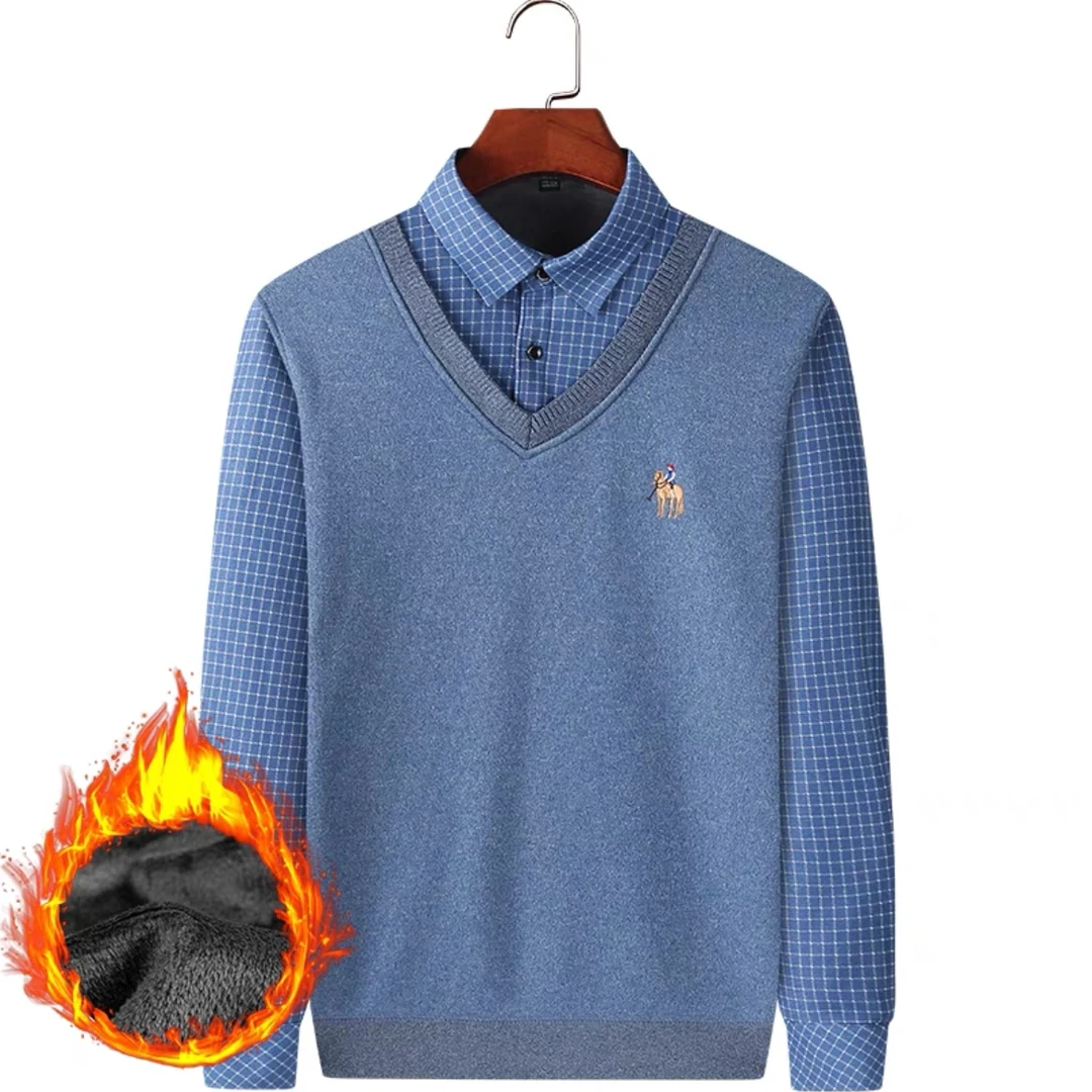 《刘元妈妈推荐》假两件纯色保暖加绒加厚不起球不掉色