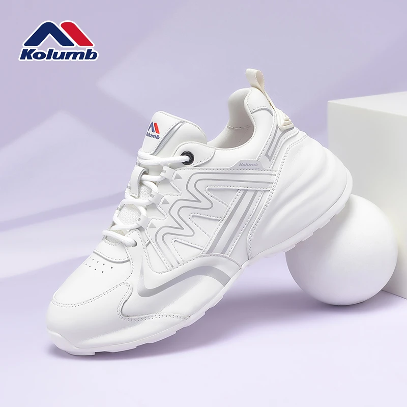 Kolumb哥仑步官方旗舰女鞋2025新款百搭轻便运动鞋真皮休闲老爹鞋