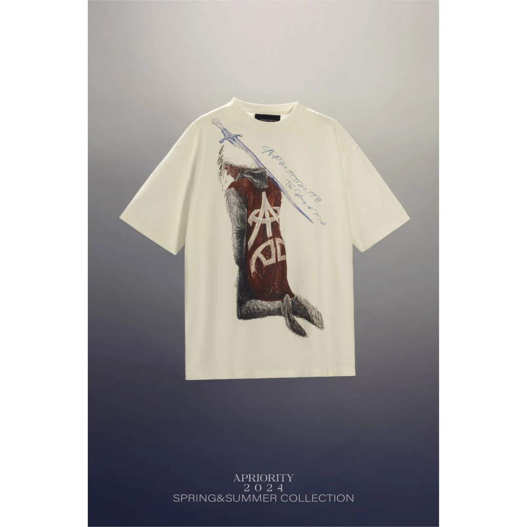 APRIORITY 24ss夏季新款骑士T恤原创设计短袖印花情侣休闲百搭