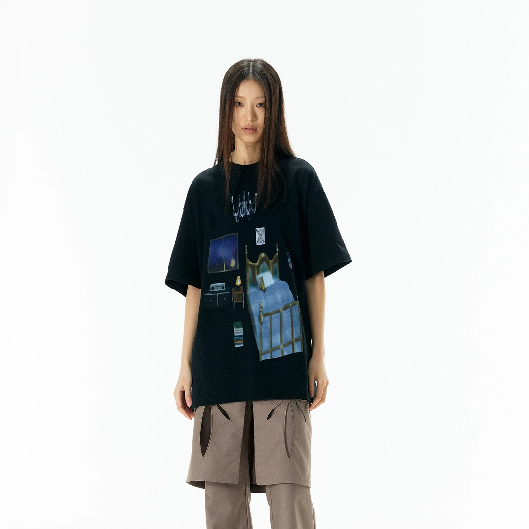 Apriority 24ss夏季新品复古卧室小众设计师短袖圆领潮流百搭T恤