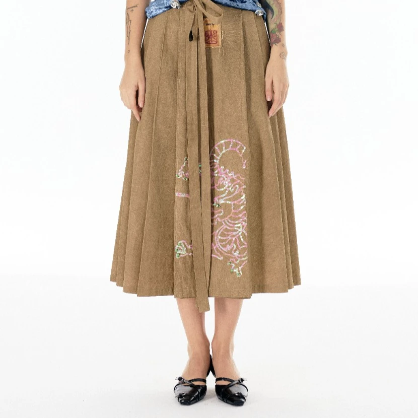 Apriority先验 龙长裙女装半身裙古风元素新中式提花绣花裙子
