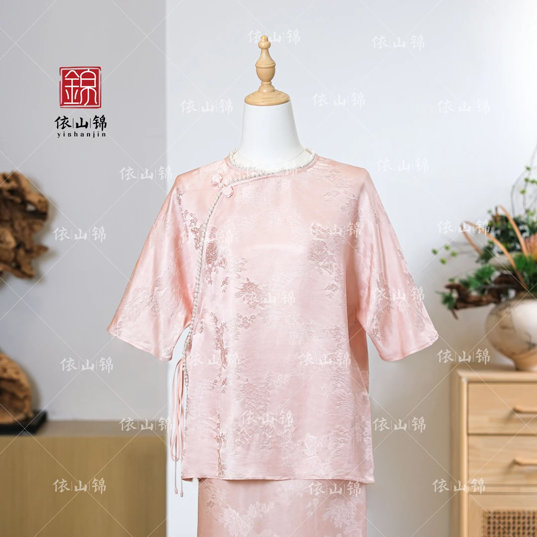 【1月25】【妃子笑】桑蚕丝国风圆领新中式上衣· 24S0168