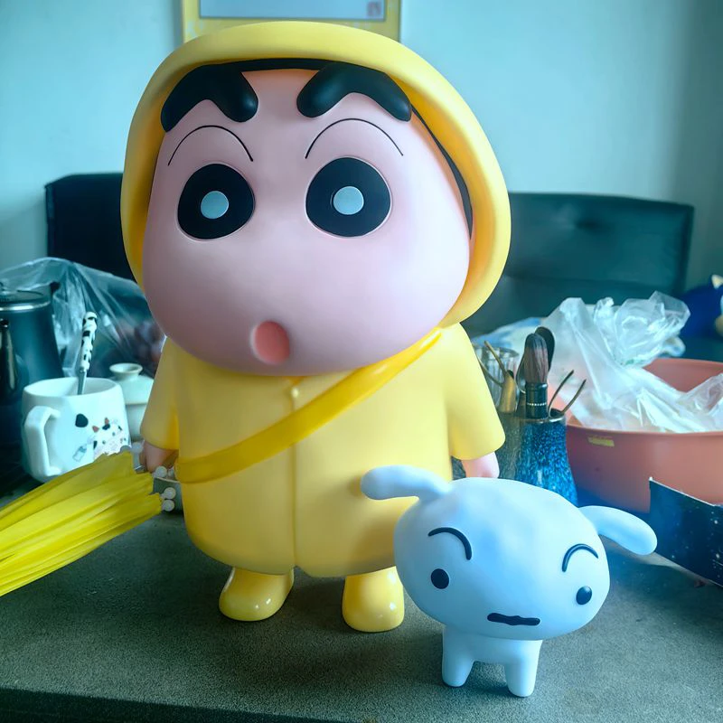 黄色雨衣+12厘米小白蜡笔小新+小白桌面摆件大号款卡通手办