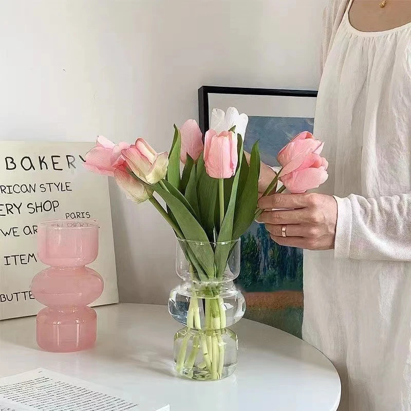 现代简约桌面摆件ins小玻璃花瓶高档复古高级感客厅插花家居饰品
