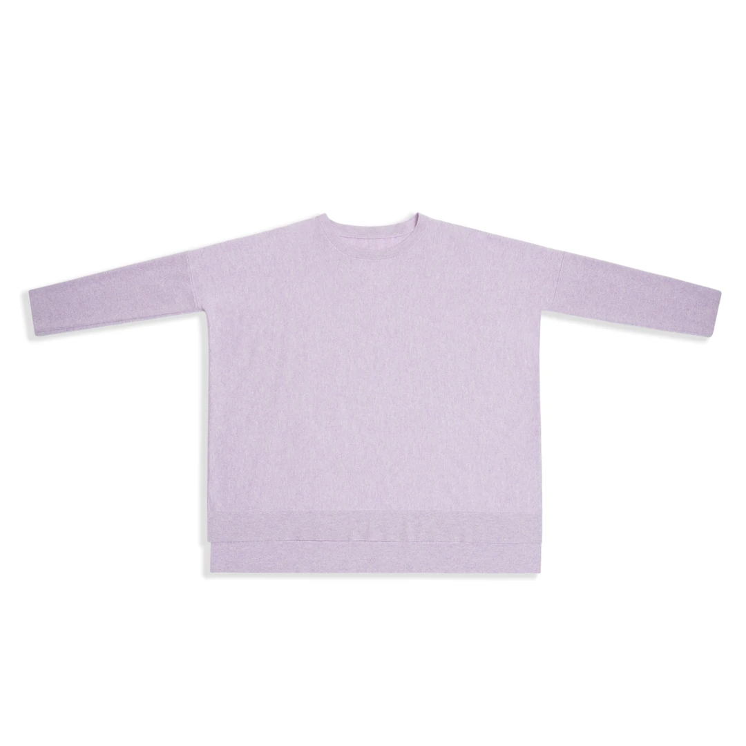 雅比那【魅力绽放】女士秋冬时尚阔版中长款圆领羊绒衫