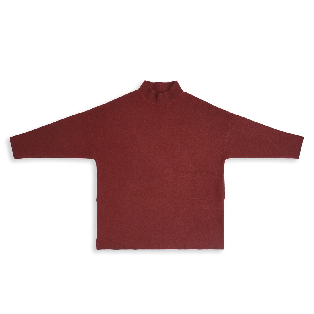 雅比那【双面穿】秋冬时尚保暖厚款双面穿半高领羊绒衫