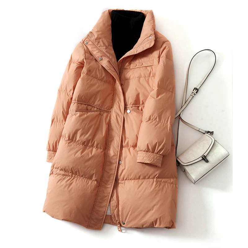 文艺气质高级感立领中长款羽绒棉服加厚保暖设计感收领防风外套女