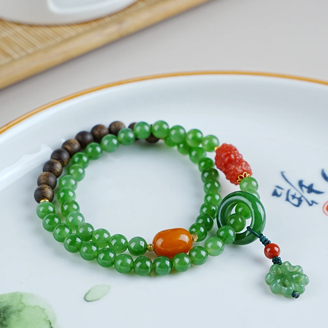 【18k】《冷萃》棋楠沉香6mm规格女款气质设计18k品质跑环双圈手串