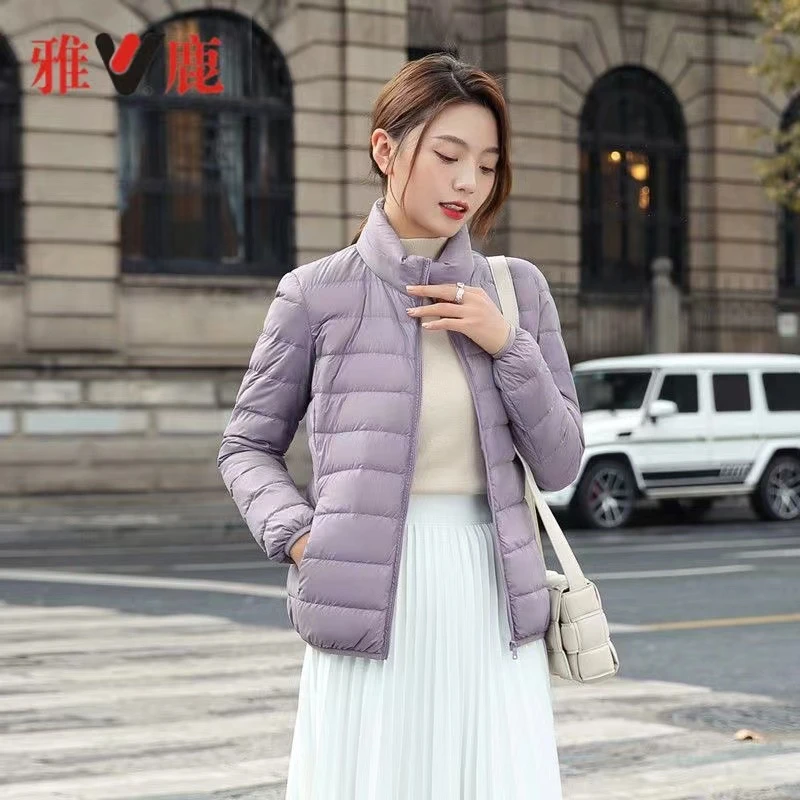 雅鹿羽绒服立领女轻薄短款修身百搭冬季保暖轻薄款羽绒服女