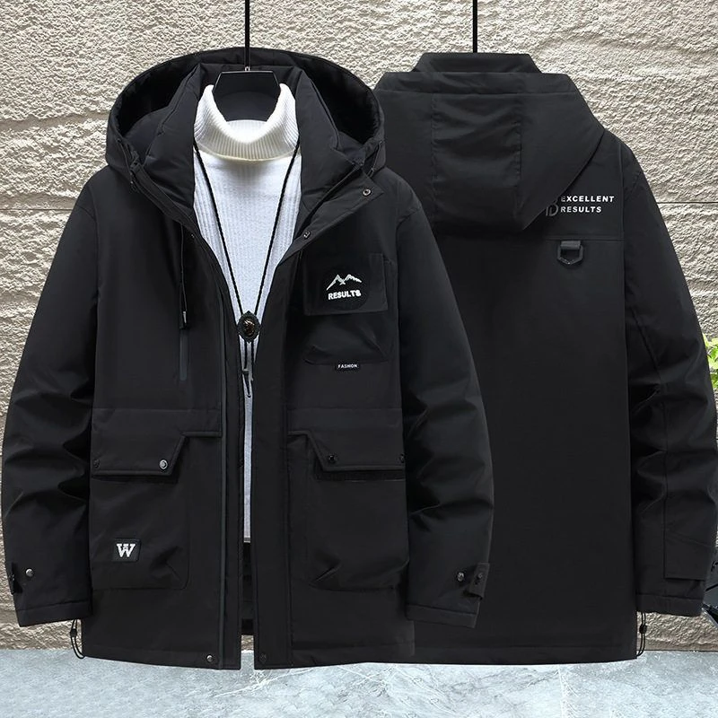 潮牌美式工装大码男装冬季宽松棉服男加肥加大中长款胖子加厚棉服