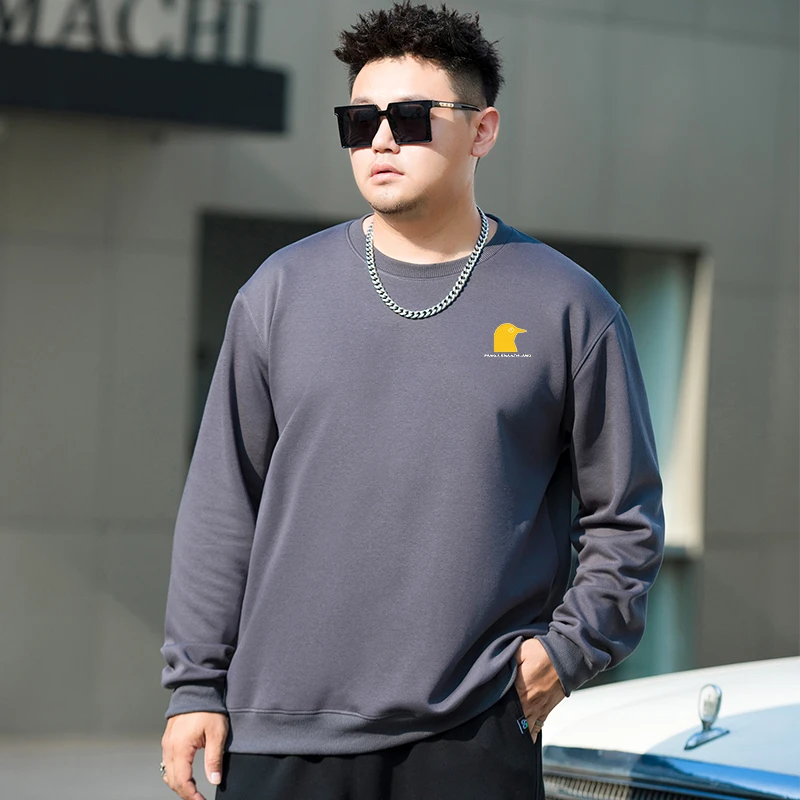 加肥加大码男装国潮胖子宽松套头卫衣加厚时尚长袖t恤上衣打底衫